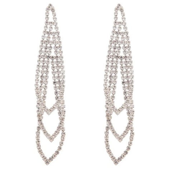 LOVISA Glamorous Silver Clear Crystal Loop Chain Drop Earrings**NEW! - Picture 1 of 3